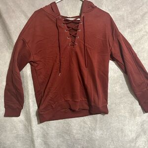 Women’s Burgundy Lace-Up Hoodie